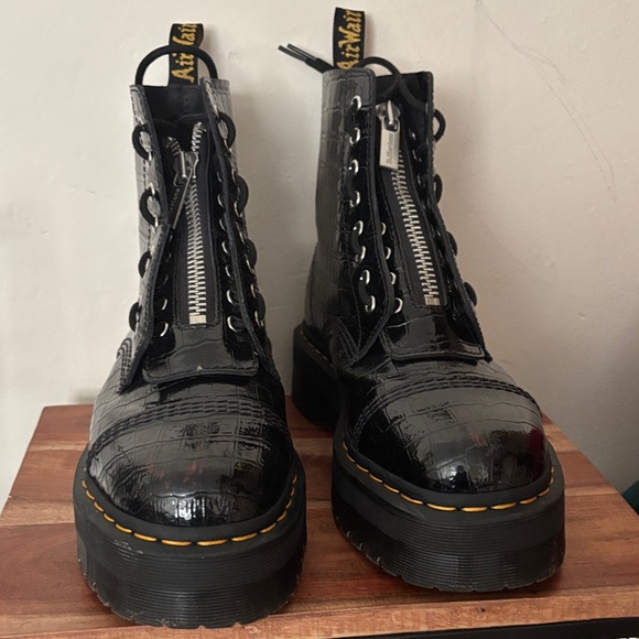 Dr. Martens Black Patent Combat Boots
